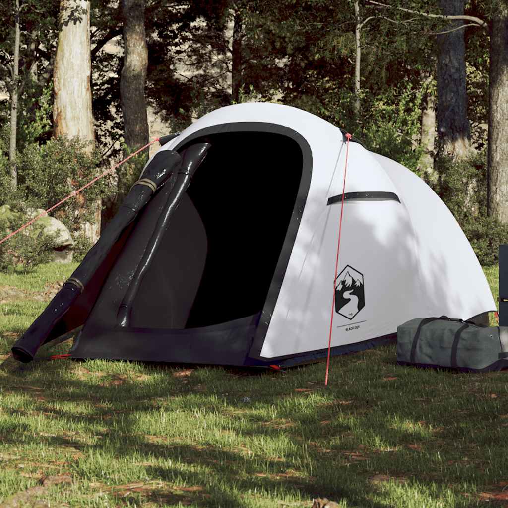 vidaXL Cort camping tunel 2 persoane, alb, țesătură opacă, impermeabil vidaXL Cort camping tunel 2 persoane, alb, țesătură opacă, impermeabil