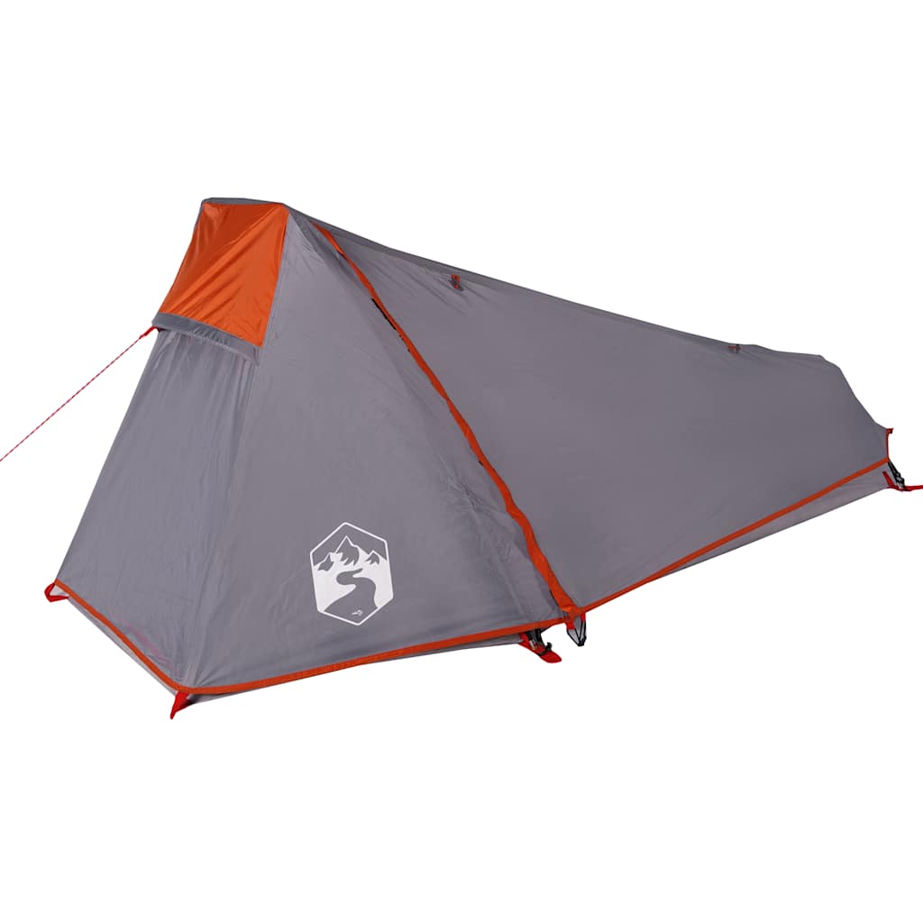 vidaXL Cort de camping tunel 1 persoane, gri/portocaliu, impermeabil