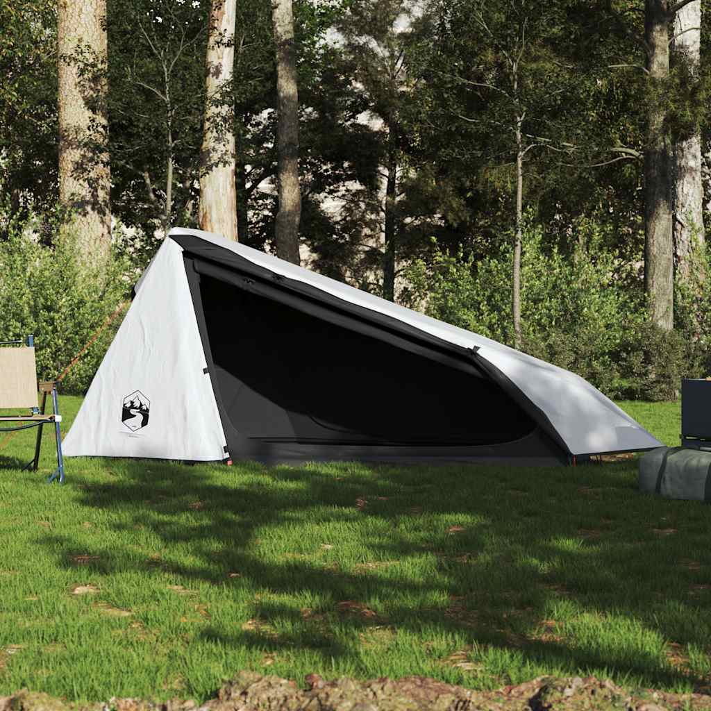 vidaXL Cort camping tunel 1 persoană, alb, țesătură opacă, impermeabil vidaXL Cort camping tunel 1 persoană, alb, țesătură opacă, impermeabil
