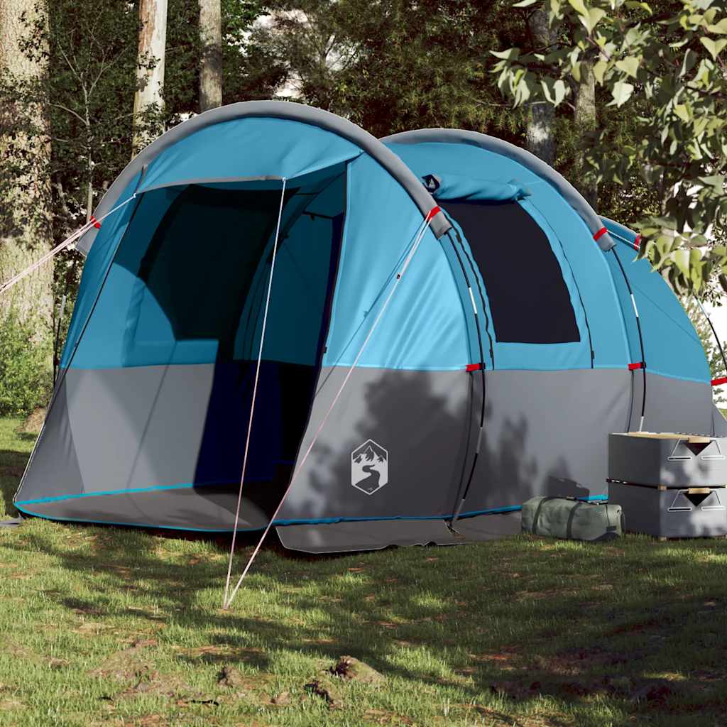 vidaXL Cort de camping tunel pentru 4 persoane, albastru, impermeabil vidaXL Cort de camping tunel pentru 4 persoane, albastru, impermeabil