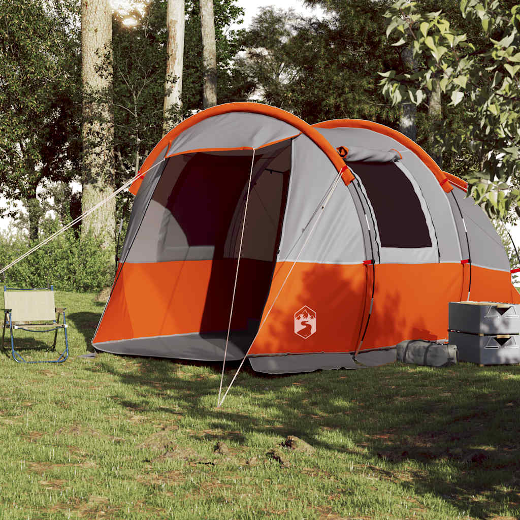 vidaXL Cort de camping tunel 4 persoane, gri/portocaliu, impermeabil vidaXL Cort de camping tunel 4 persoane, gri/portocaliu, impermeabil