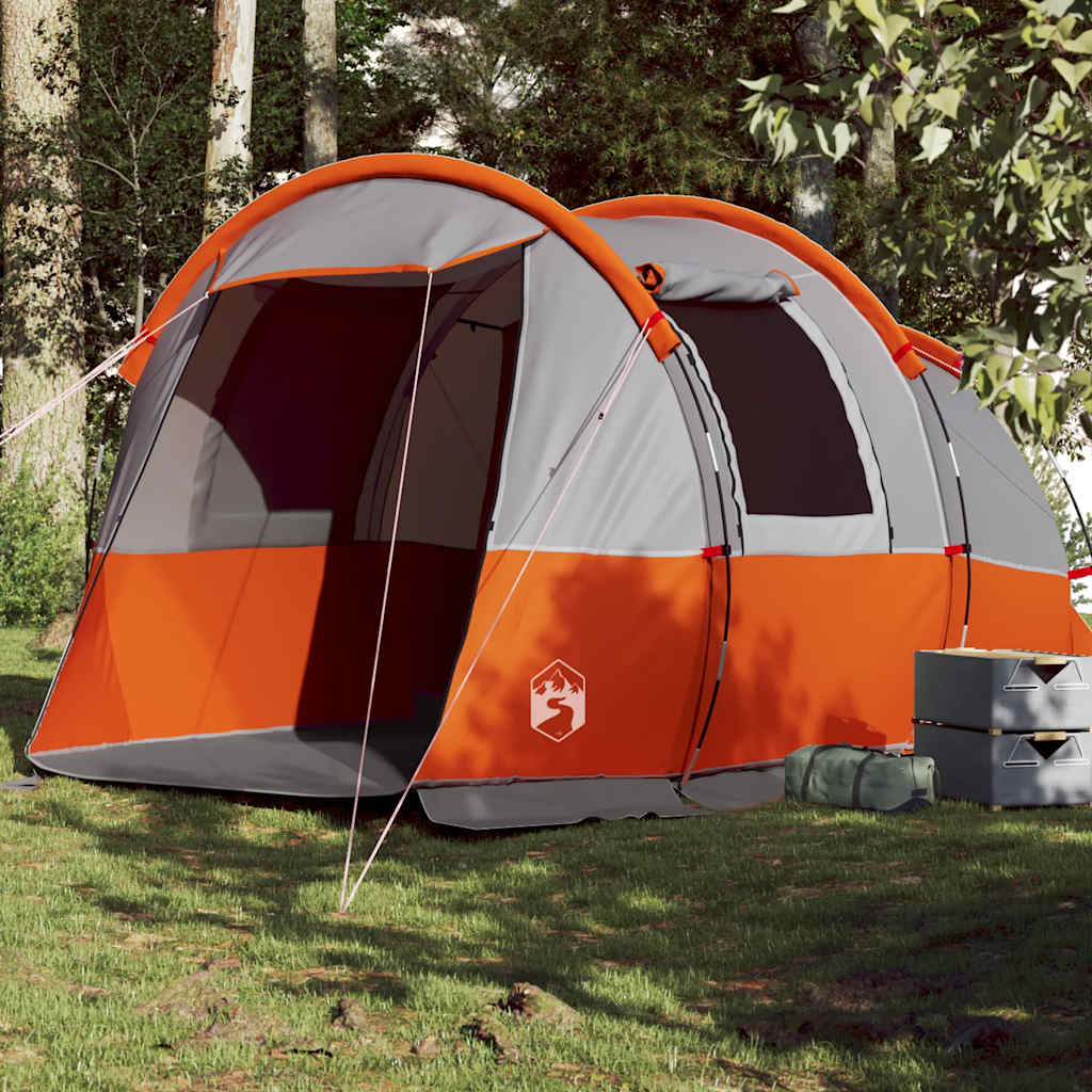 vidaXL Cort de camping tunel 4 persoane, gri/portocaliu, impermeabil vidaXL Cort de camping tunel 4 persoane, gri/portocaliu, impermeabil