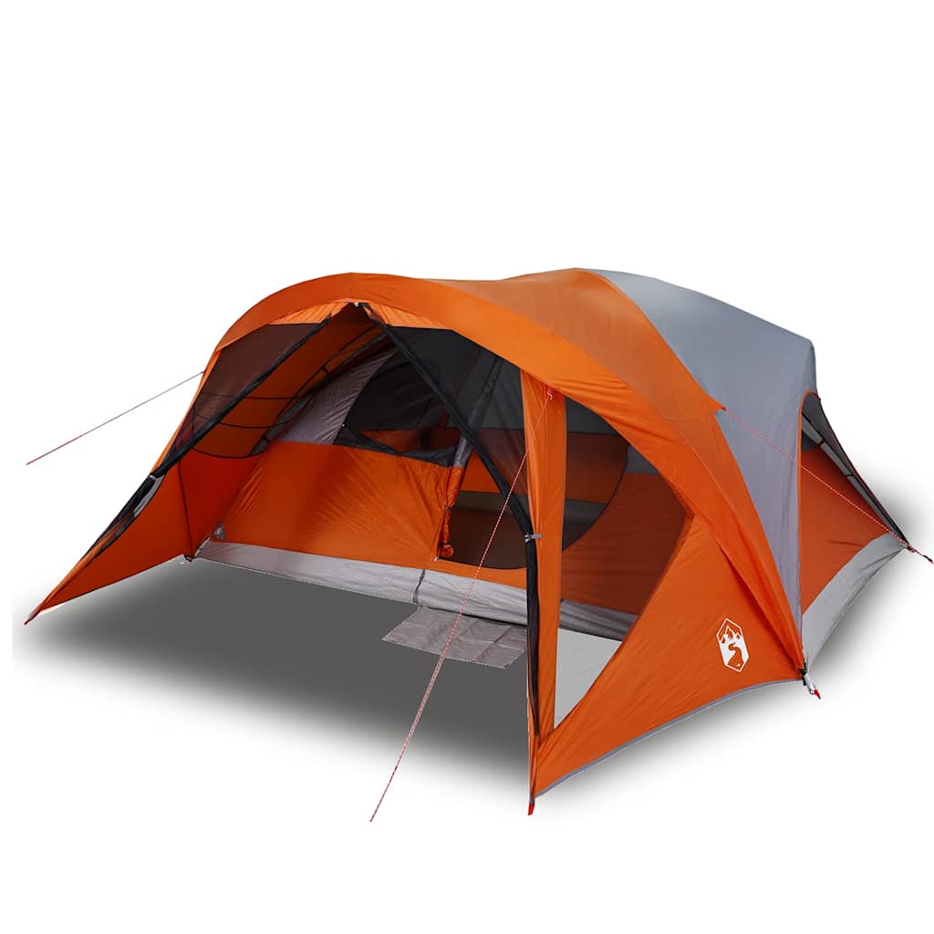 vidaXL Cort de camping pentru 6 persoane, gri/portocaliu, impermeabil