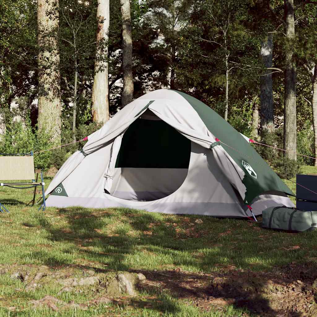 vidaXL Cort de camping cupolă pentru 2 persoane, verde, impermeabil