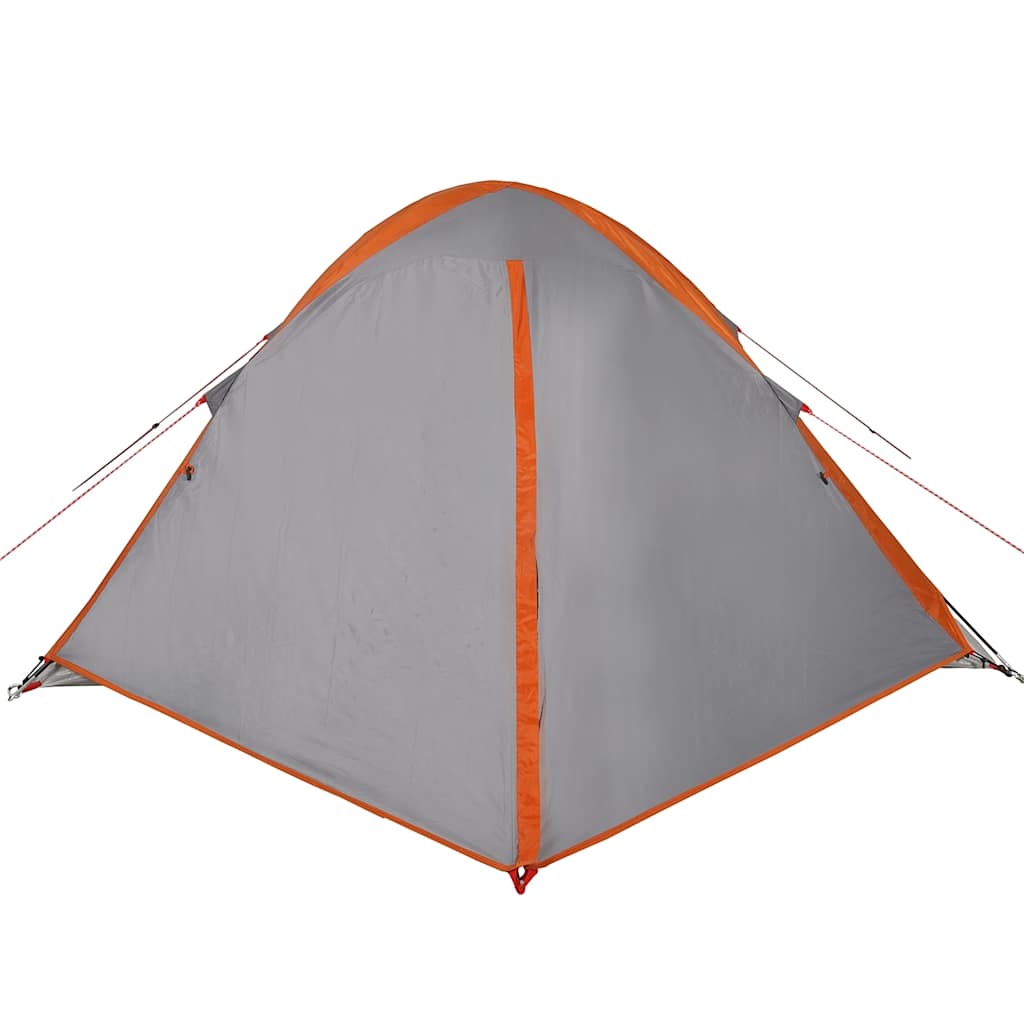 vidaXL Cort de camping pentru 2 persoane, gri/portocaliu, impermeabil