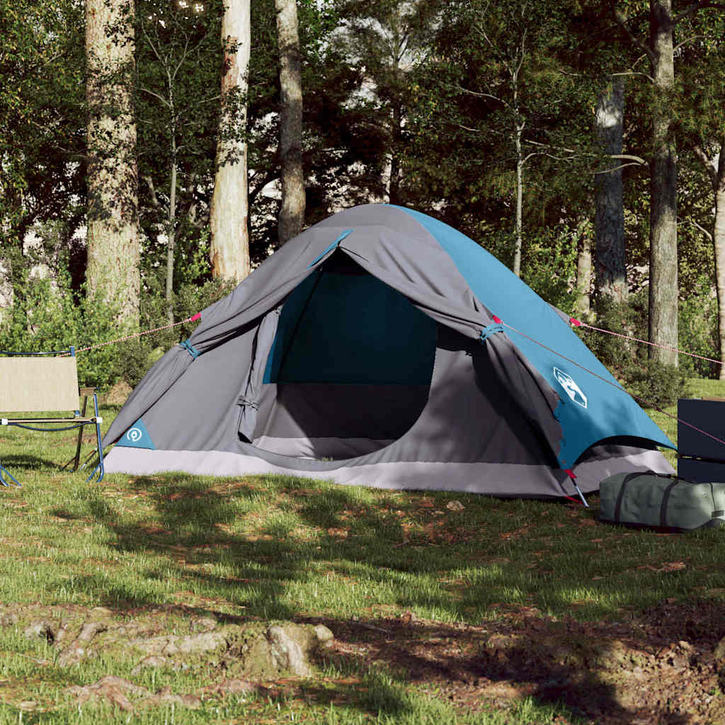 vidaXL Cort de camping cupolă pentru 4 persoane, albastru, impermeabil