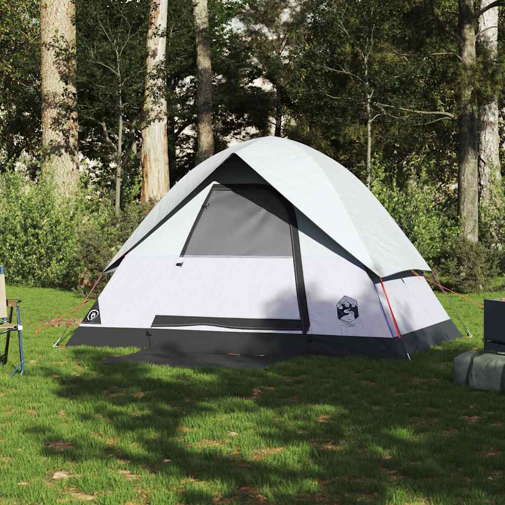 vidaXL Cort camping cupolă 2 persoane alb, țesătură opacă, impermeabil vidaXL Cort camping cupolă 2 persoane alb, țesătură opacă, impermeabil