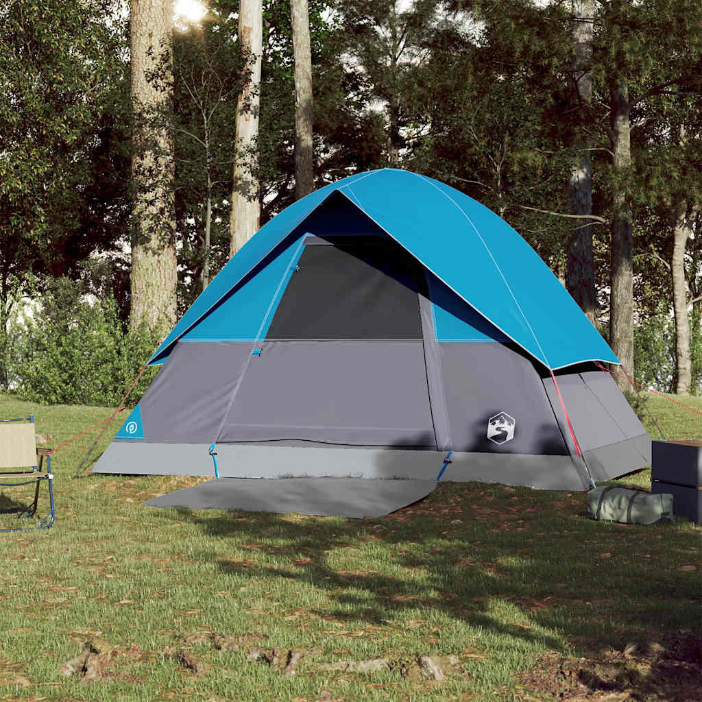 vidaXL Cort de camping cupolă pentru 3 persoane, albastru, impermeabil