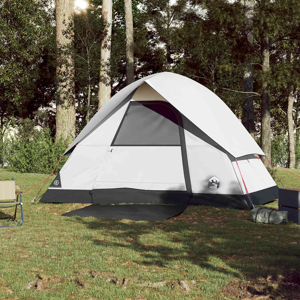 vidaXL Cort camping cupolă 3 persoane alb, țesătură opacă, impermeabil vidaXL Cort camping cupolă 3 persoane alb, țesătură opacă, impermeabil
