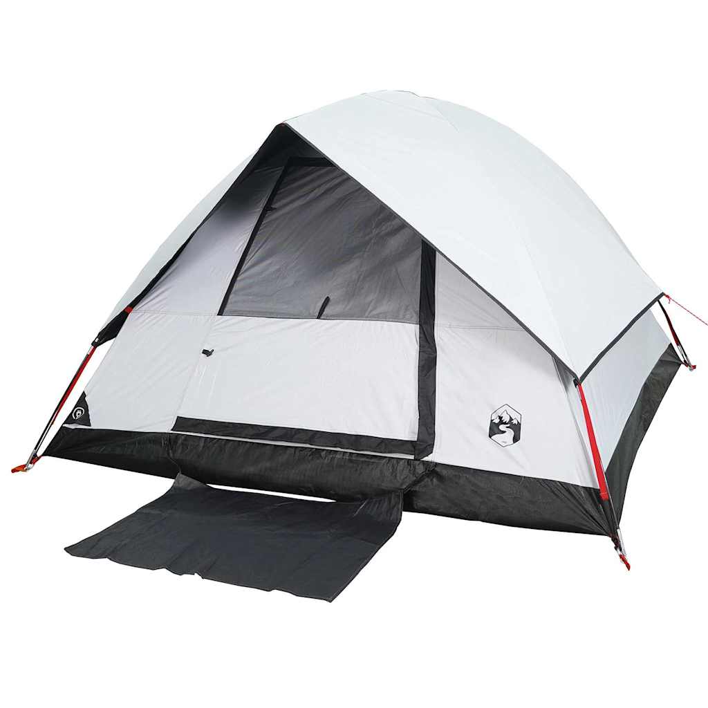 vidaXL Cort camping cupolă 3 persoane alb, țesătură opacă, impermeabil vidaXL Cort camping cupolă 3 persoane alb, țesătură opacă, impermeabil