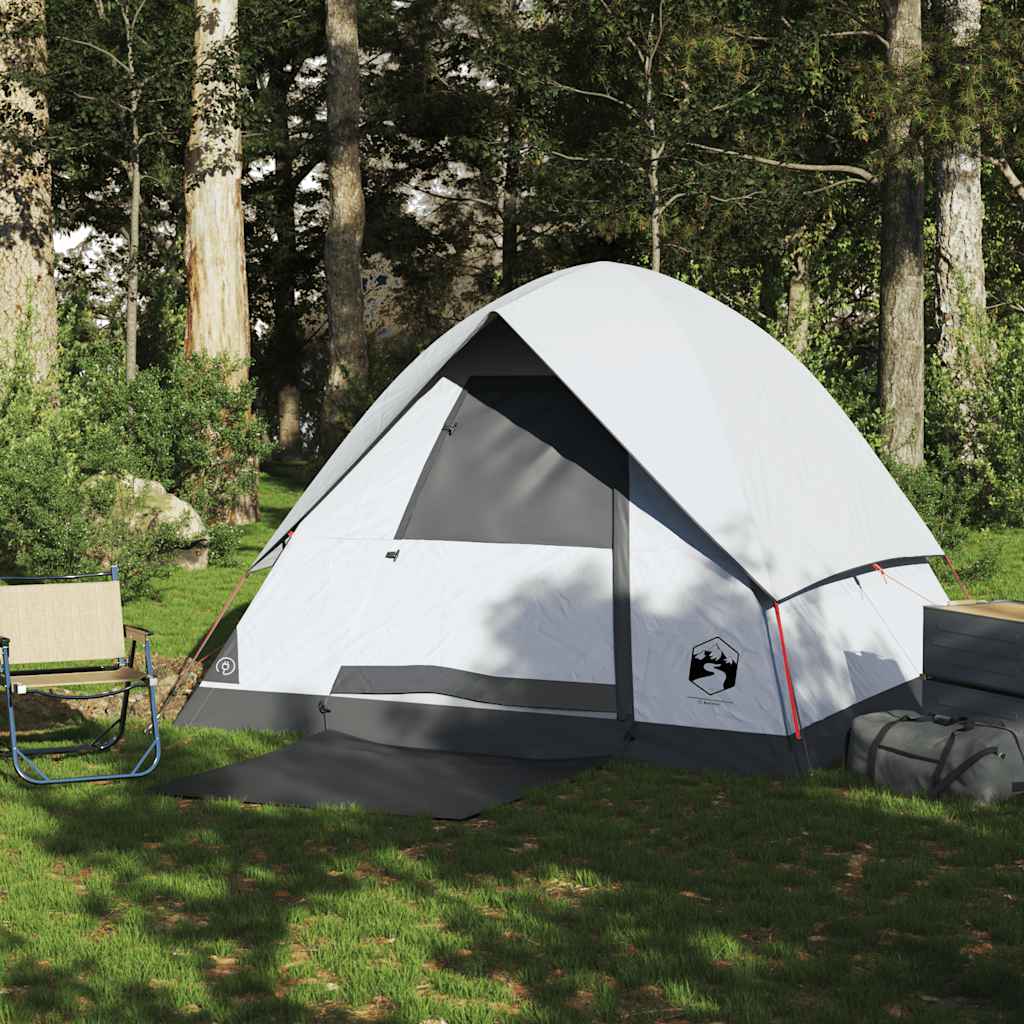 vidaXL Cort camping cupolă 4 persoane alb, țesătură opacă, impermeabil