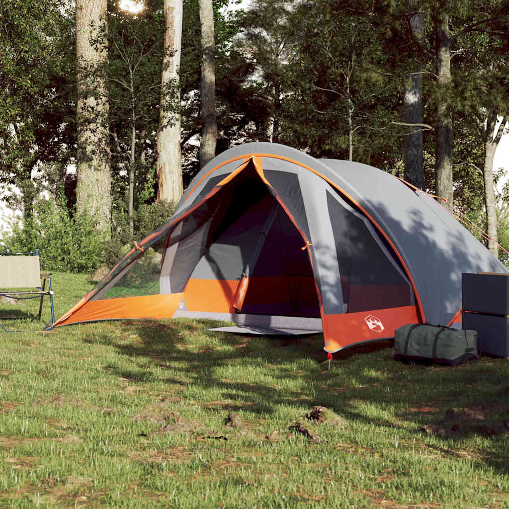 vidaXL Cabină cort de camping 4 persoane gri și portocaliu impermeabil vidaXL Cabină cort de camping 4 persoane gri și portocaliu impermeabil
