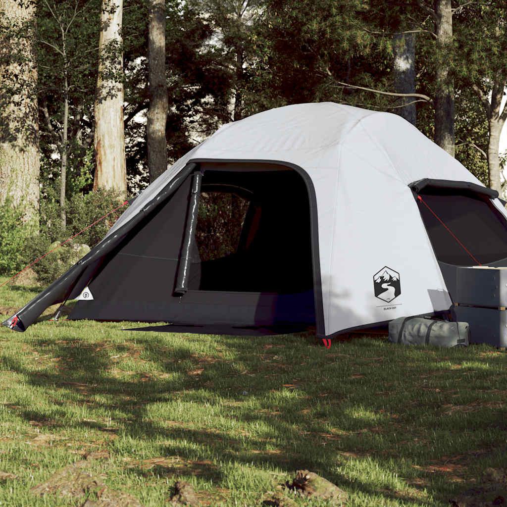 vidaXL Cort camping cupolă 4 persoane alb, țesătură opacă, impermeabil vidaXL Cort camping cupolă 4 persoane alb, țesătură opacă, impermeabil