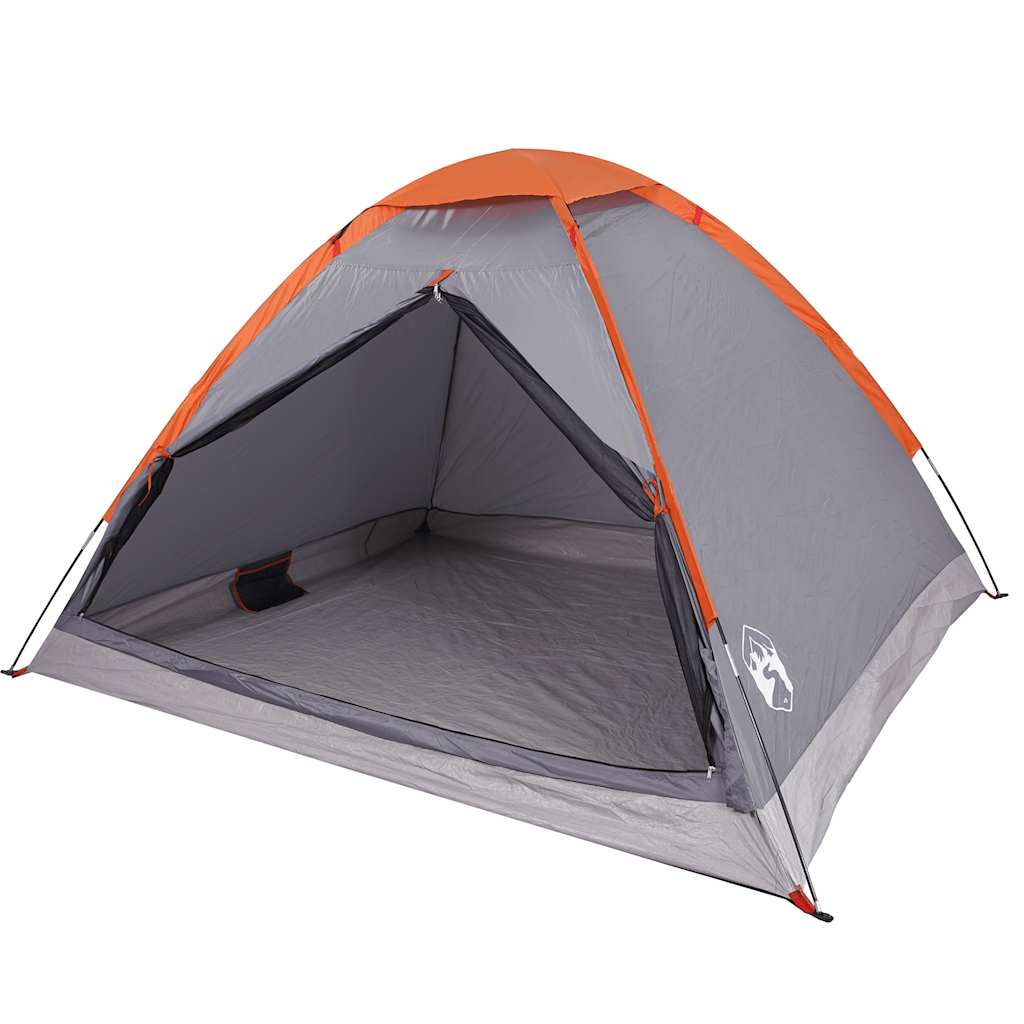 vidaXL Cort de camping pentru 2 persoane, gri/portocaliu, impermeabil