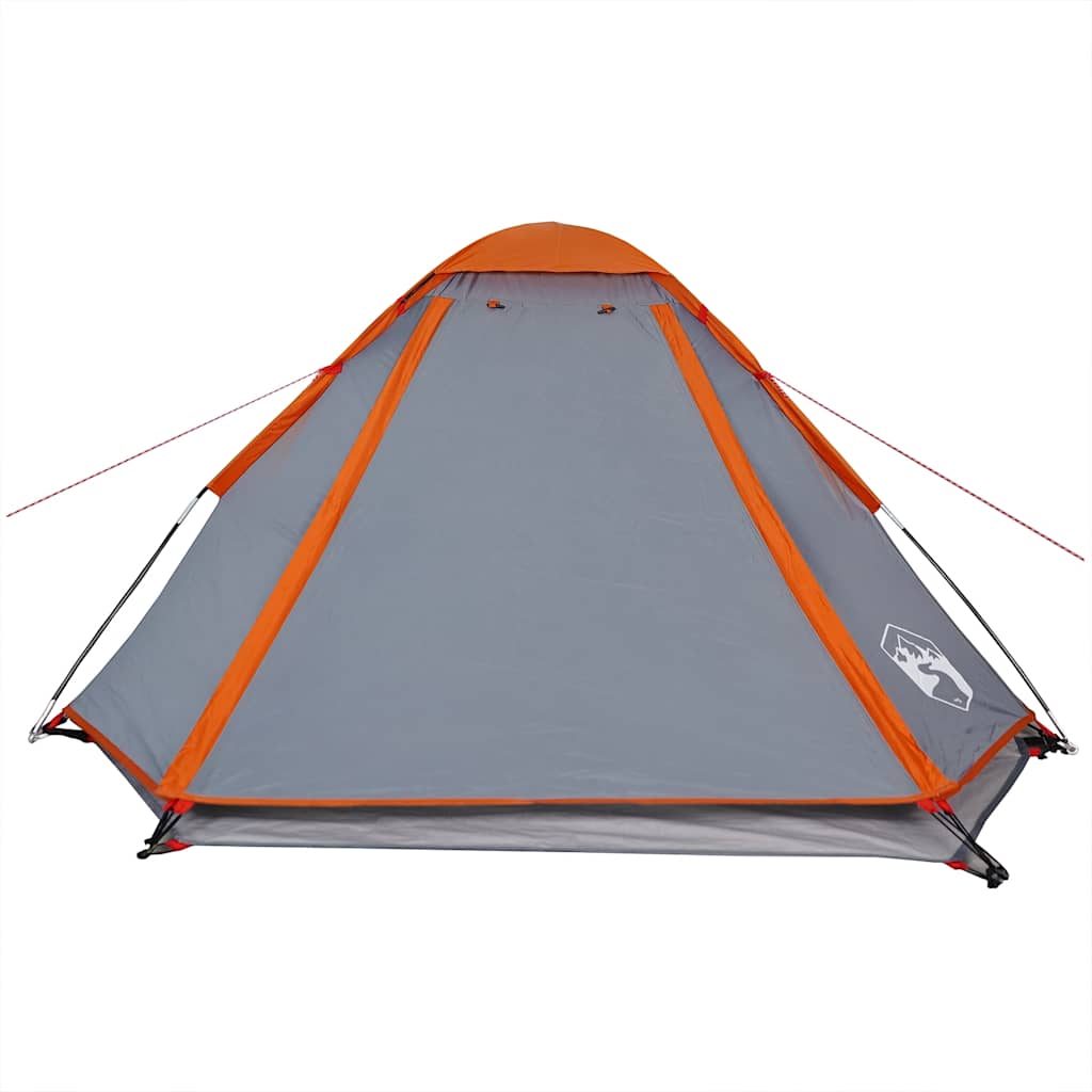 vidaXL Cort de camping pentru 2 persoane, gri/portocaliu, impermeabil