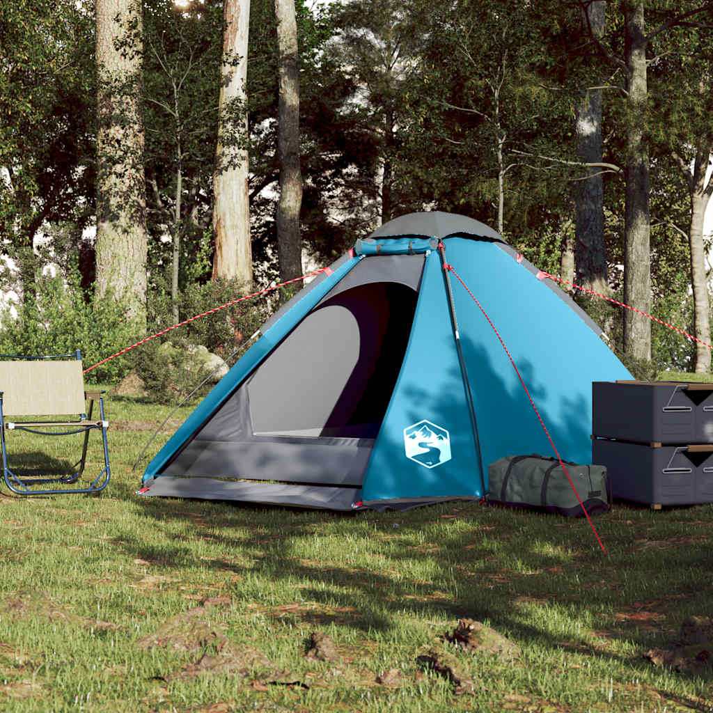 vidaXL Cort de camping cupolă pentru 4 persoane, albastru, impermeabil