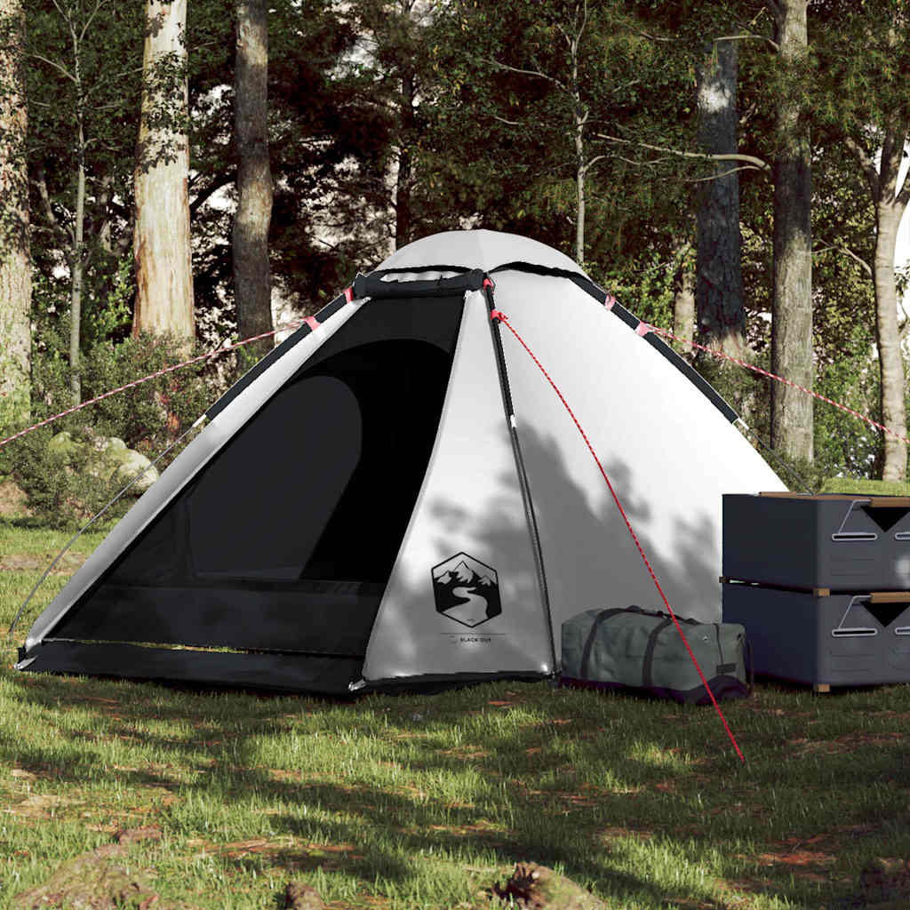 vidaXL Cort camping cupolă 4 persoane alb, țesătură opacă, impermeabil vidaXL Cort camping cupolă 4 persoane alb, țesătură opacă, impermeabil