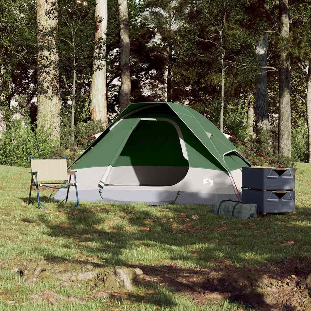 vidaXL Cort de camping cupolă pentru 2 persoane, verde, impermeabil