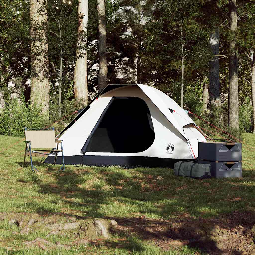 vidaXL Cort camping cupolă 2 persoane alb, țesătură opacă, impermeabil vidaXL Cort camping cupolă 2 persoane alb, țesătură opacă, impermeabil