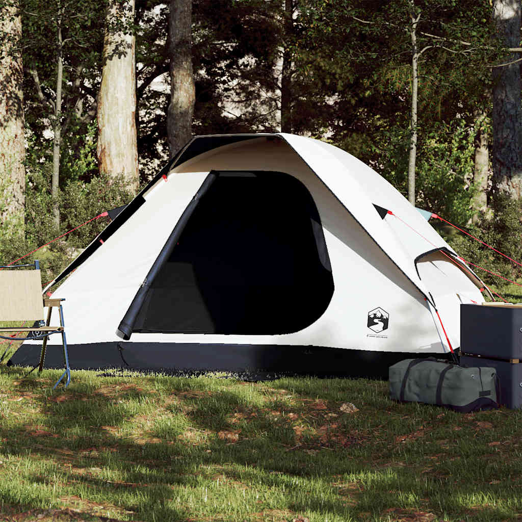 vidaXL Cort camping cupolă 2 persoane alb, țesătură opacă, impermeabil vidaXL Cort camping cupolă 2 persoane alb, țesătură opacă, impermeabil
