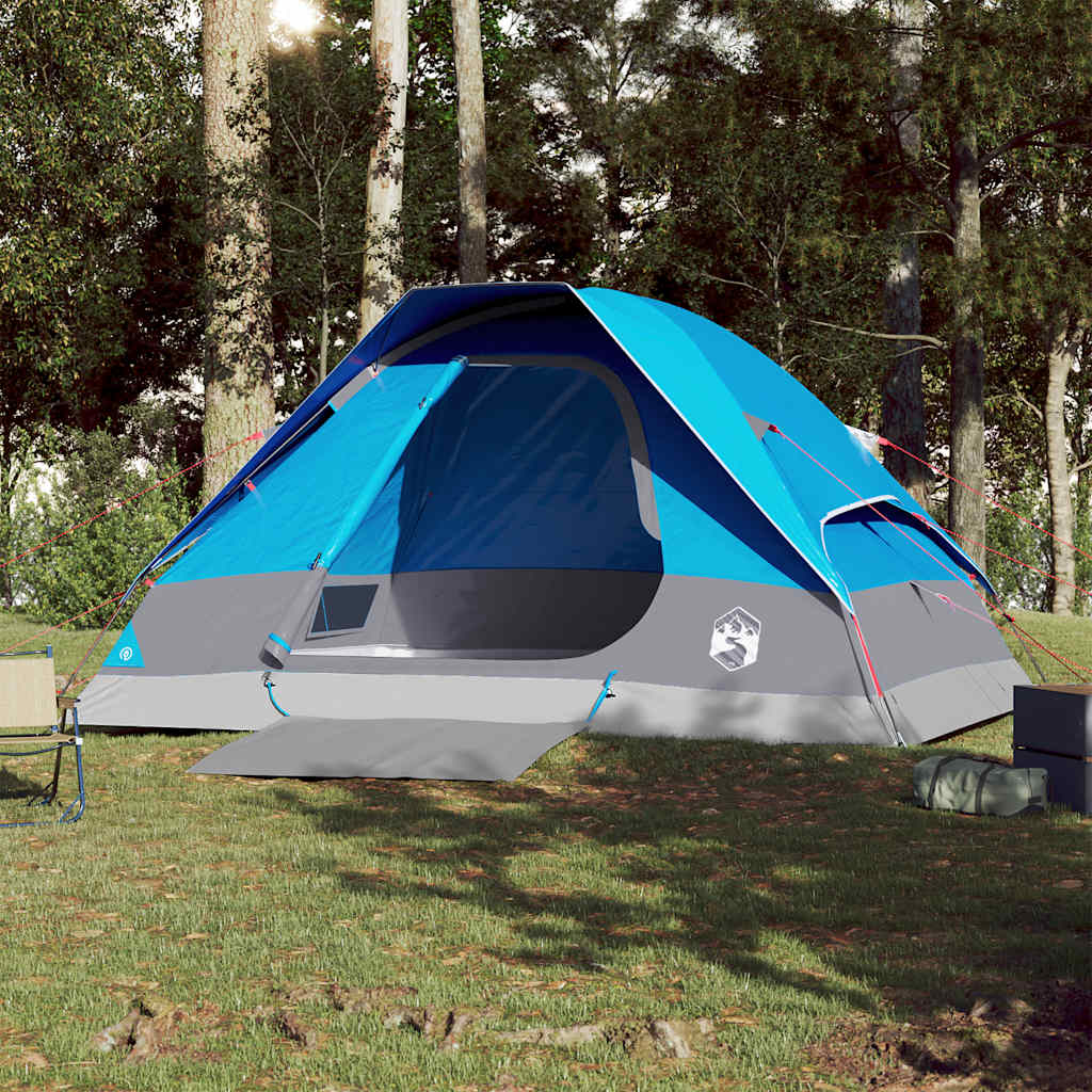 vidaXL Cort de camping cupolă pentru 4 persoane, albastru, impermeabil