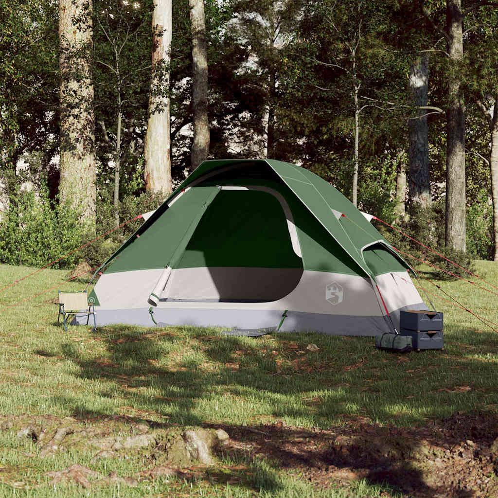 vidaXL Cort de camping cupolă pentru 6 persoane, verde, impermeabil