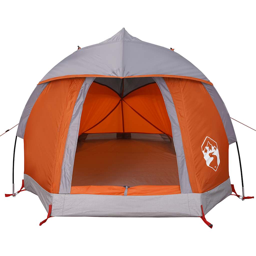 vidaXL Cort de camping pentru 1 persoană, gri/portocaliu, impermeabil