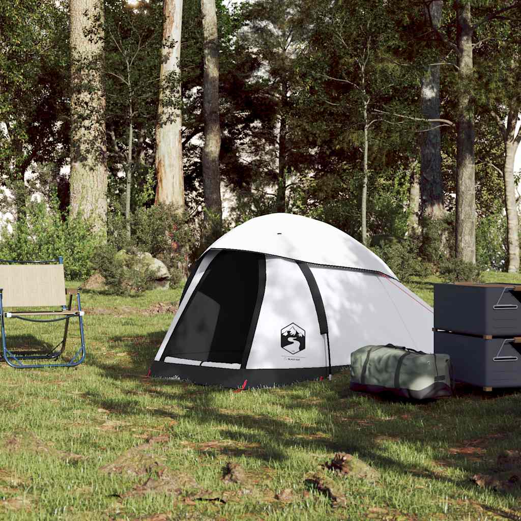 vidaXL Cort camping cupolă 1 persoană alb, țesătură opacă, impermeabil vidaXL Cort camping cupolă 1 persoană alb, țesătură opacă, impermeabil