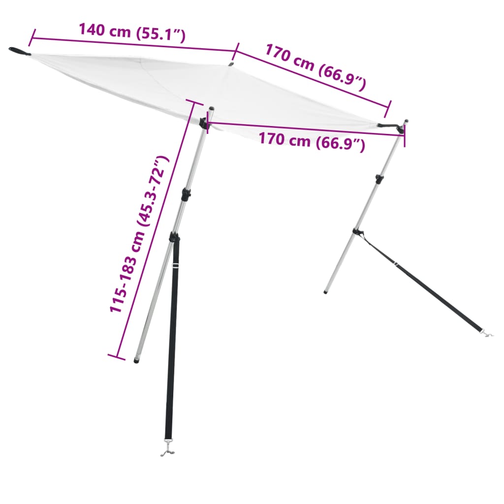 vidaXL Extensie parasolar T-Top, alb, 170x170x(115-183) cm vidaXL Extensie parasolar T-Top, alb, 170x170x(115-183) cm
