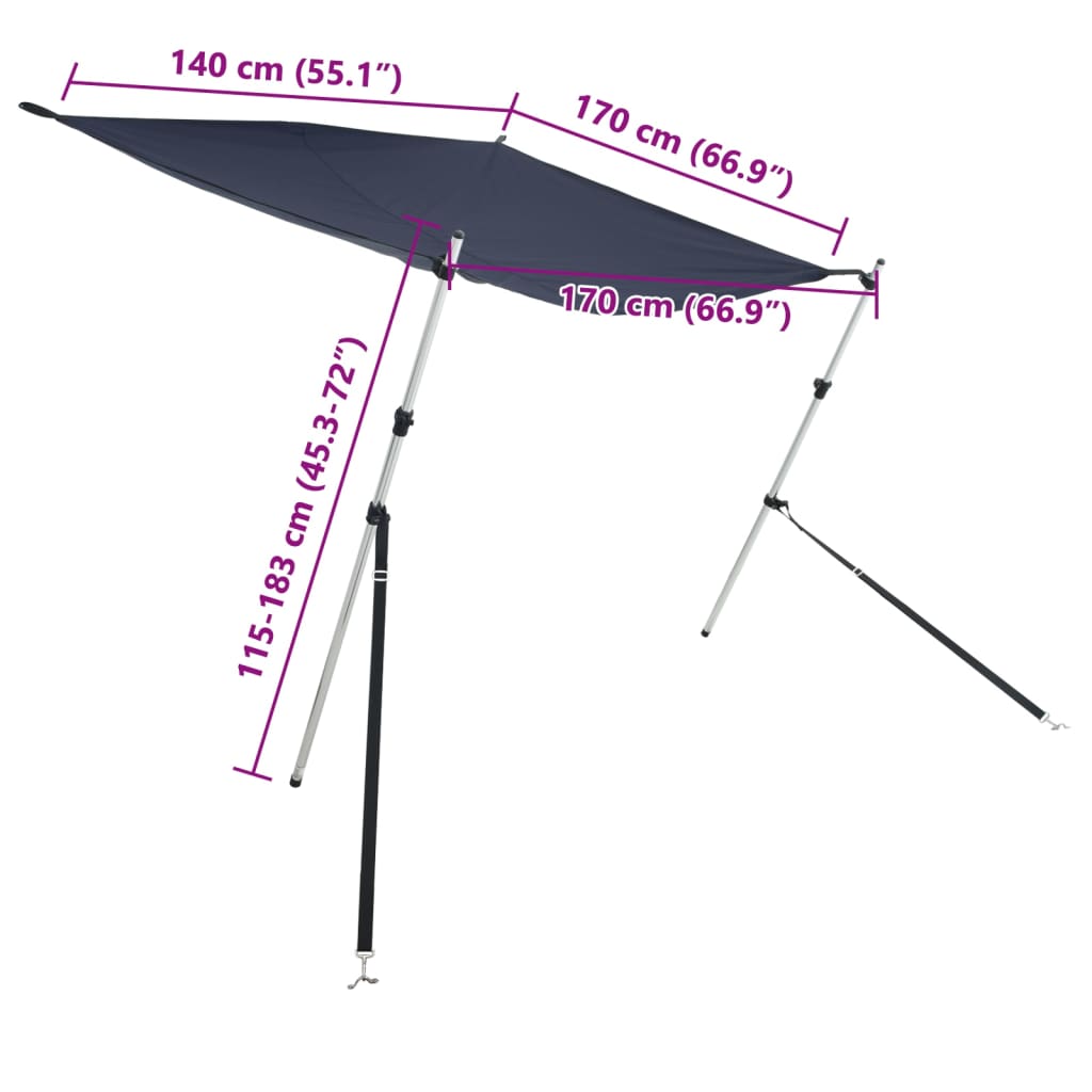 vidaXL Extensie parasolar T-Top, albastru, 170x170x(115-183) cm vidaXL Extensie parasolar T-Top, albastru, 170x170x(115-183) cm