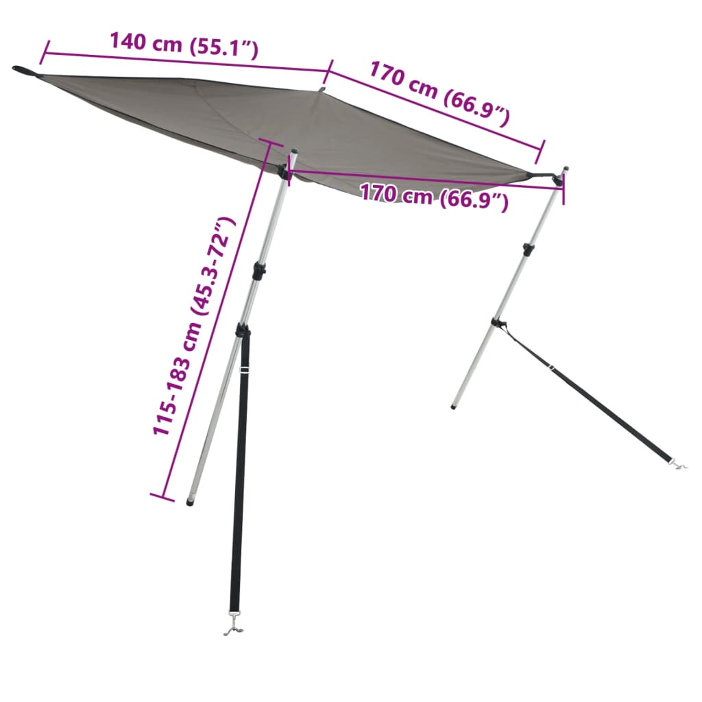 vidaXL Extensie parasolar T-Top, gri antracit, 170x170x(115-183) cm vidaXL Extensie parasolar T-Top, gri antracit, 170x170x(115-183) cm