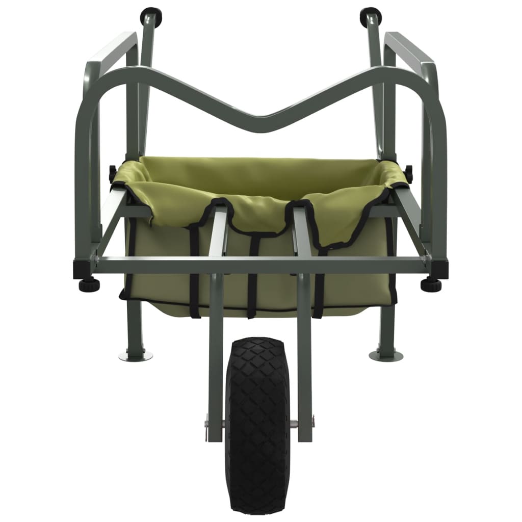 vidaXL Cărucior de pescuit cu roată, verde, oțel vopsit electrostatic vidaXL Cărucior de pescuit cu roată, verde, oțel vopsit electrostatic