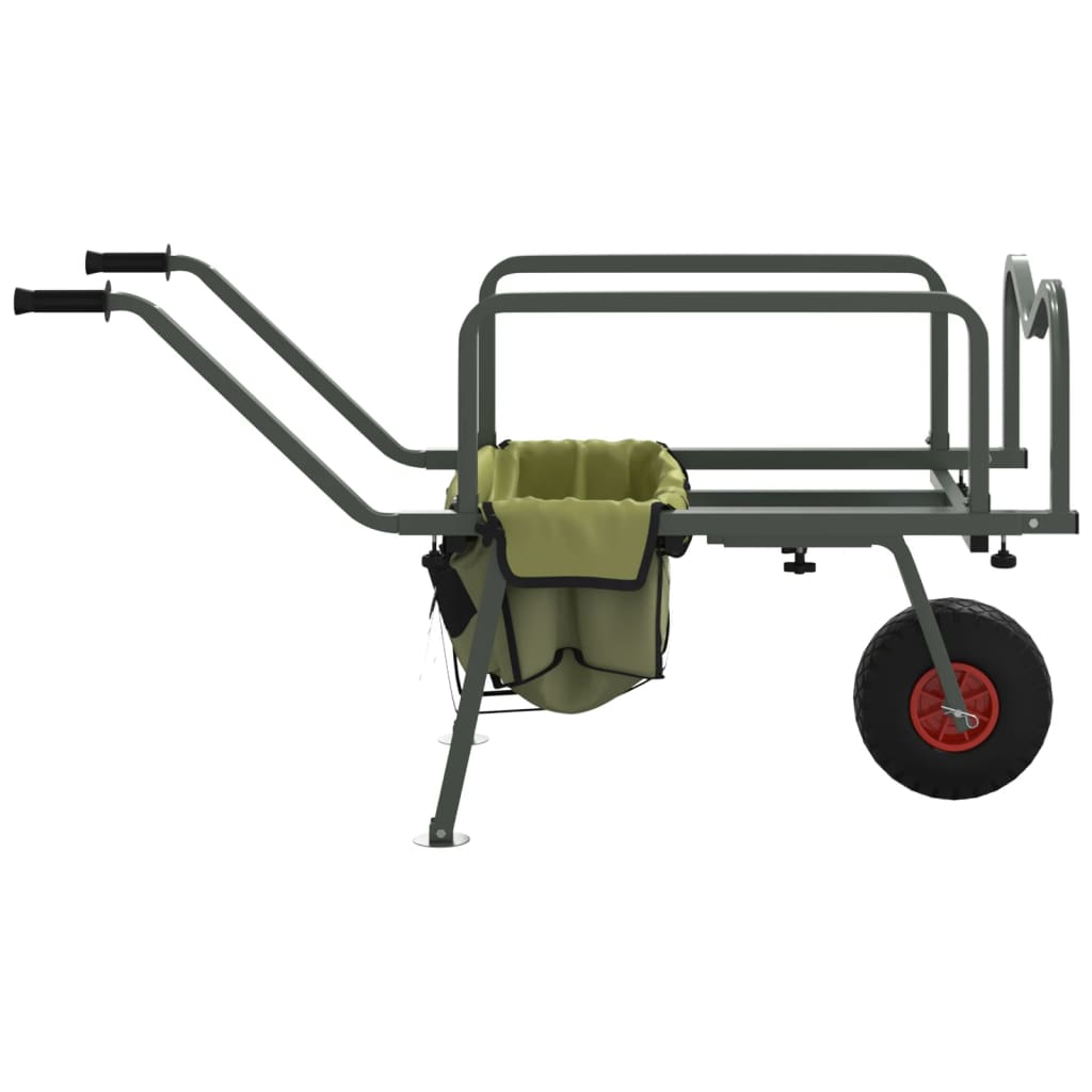 vidaXL Cărucior de pescuit cu roată, verde, oțel vopsit electrostatic vidaXL Cărucior de pescuit cu roată, verde, oțel vopsit electrostatic