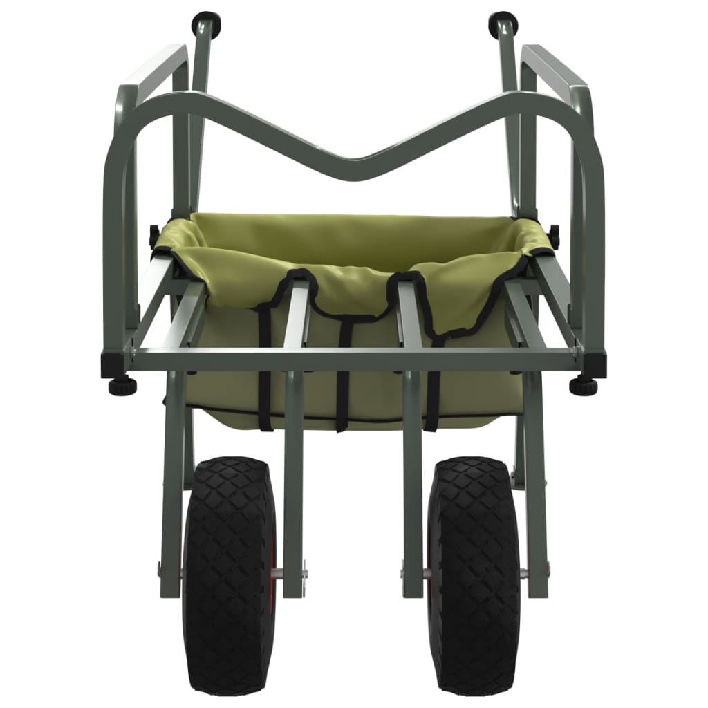 vidaXL Cărucior de pescuit cu 2 roți, verde, oțel vopsit electrostatic vidaXL Cărucior de pescuit cu 2 roți, verde, oțel vopsit electrostatic