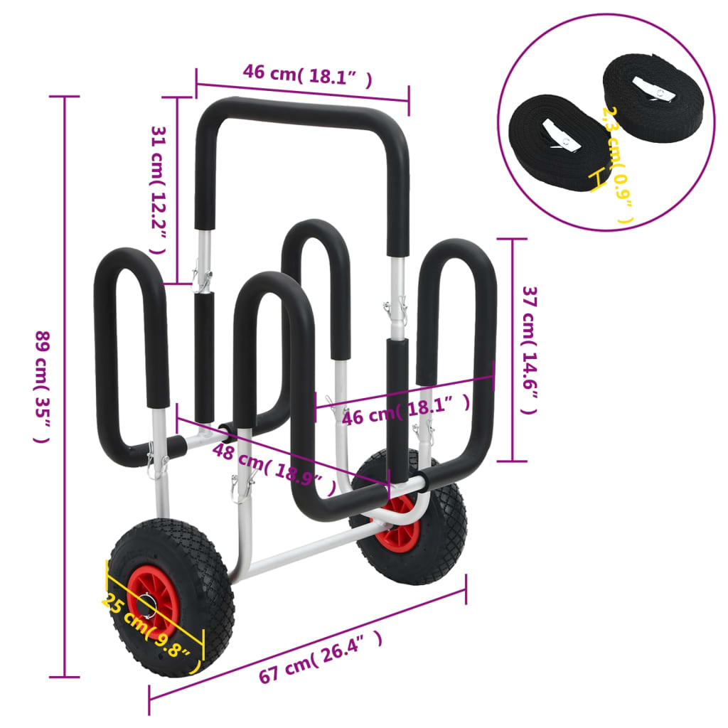 vidaXL Cărucior de SUP pentru 2 plăci de surf, 90 kg, aluminiu vidaXL Cărucior de SUP pentru 2 plăci de surf, 90 kg, aluminiu